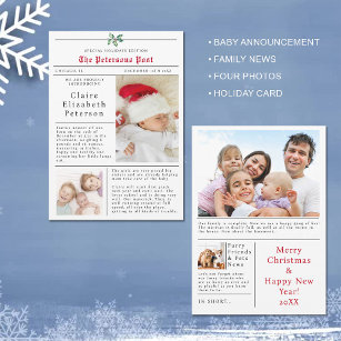 Newspaper Christmas Cards Photo Baby Announcement