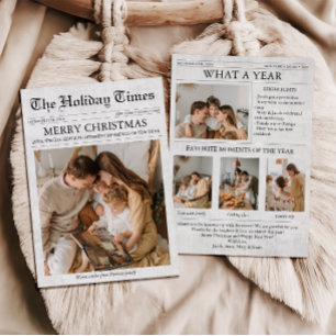 Newspaper Christmas Newsletter Photo Collage  Holiday Card