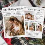 Newspaper Christmas Newsletter Photo Collage  Holiday Card<br><div class="desc">Introducing our Year-in-Review Christmas Card, the perfect way to celebrate the highlights of the past year with friends and family! Designed to resemble a classic newspaper, this unique card transforms your annual holiday greeting into a fun, personalised keepsake. It’s ideal for families who want to creatively share their most memorable...</div>