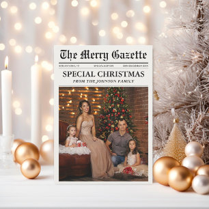 Newspaper Christmas Newsletter Photo Collage  Holiday Card