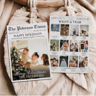 Newspaper Christmas Newsletter What a Year Photos Holiday Card