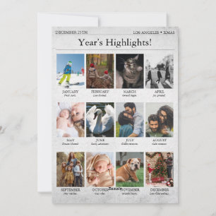 Newspaper Christmas Newsletter Year in Review Holiday Card