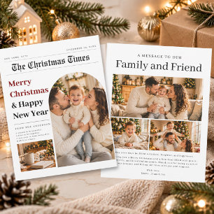 Newspaper Classic Festive Memories Photo Christmas Holiday Card