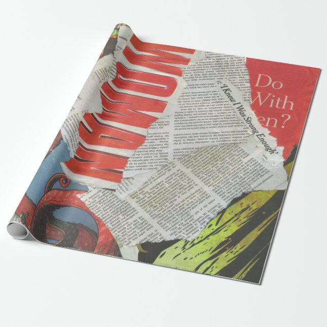 Newspaper Collage Wrapping Paper (Unrolled)