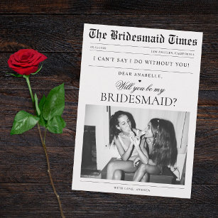 Newspaper Custom Photo Unique Bridesmaid Proposal Invitation