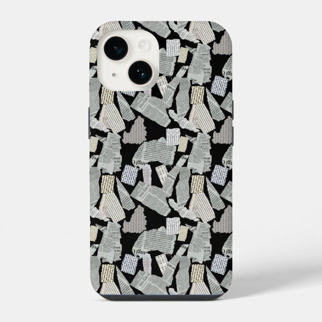 Newspaper Cutting Pattern 01x4.b iPhone Case (Back)
