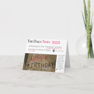 Newspaper Egyptian Cave Humourous Funny Birthday  Card