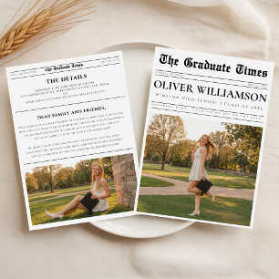Newspaper Elegant Photo Graduation Announcement