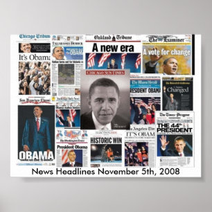 Newspaper front pages on November 5, 2008 Poster