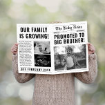 Newspaper Funny Big Brother Pregnancy Announcement<br><div class="desc">Make your big brother pregnancy announcement a funny and memorable event! Our newspaper "Promoted to big brother" card allows you to showcase photos and share the news in a unique way. With customisable templates, you can add your own personal touch to the announcement. Share the joy with family and friends...</div>
