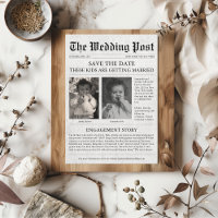 Newspaper Funny Unique Kids Save the Date Wedding 