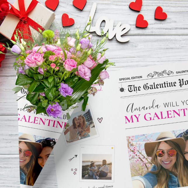 Newspaper Galentines Day Flower Bouquet Photo Lips Wrapping Paper Sheet (Newspaper Galentines Day Flower Bouquet Photo Lips Wrapping Paper Sheets)
