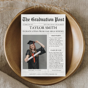 Newspaper Graduation Announcement Party Photo