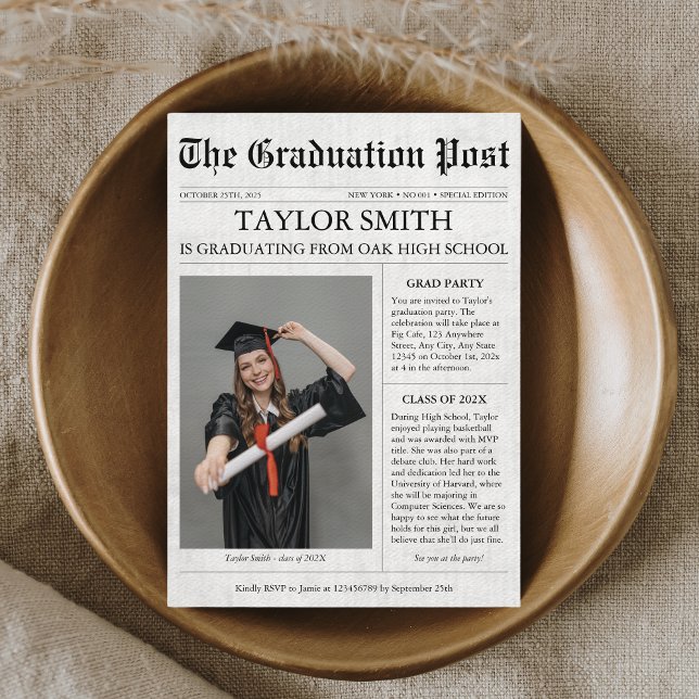 Newspaper Graduation Announcement Party Photo (Creator Uploaded)