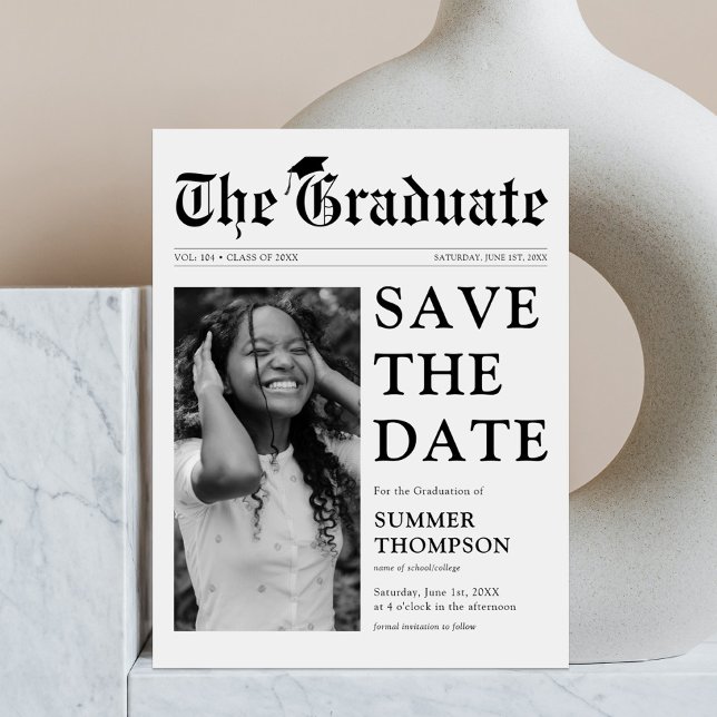 Newspaper Graduation Save The Date Announcement (Creator Uploaded)