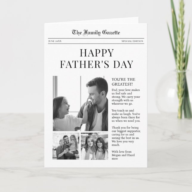 Newspaper Happy Fathers Day greeting card (Front)