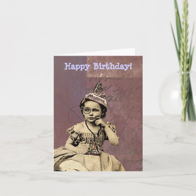 Newspaper Hat Gal Birthday Card (Front)