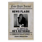 NEWSPAPER HUGE RETIREMENT CARD, PHOTO INSERT
