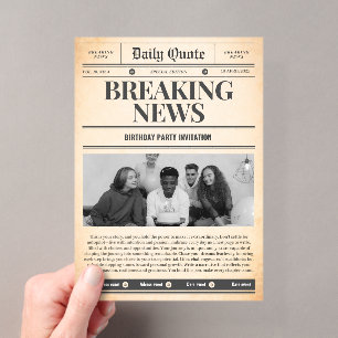Newspaper invitations front page news