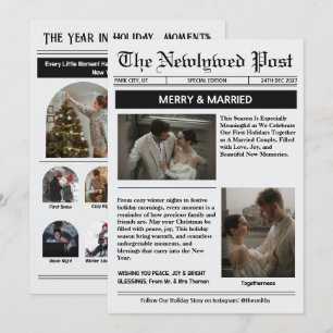 Newspaper Merry and Married Arch Photo Collage Holiday Card