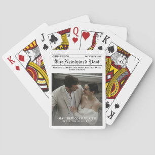 Newspaper Merry and Married Photo Playing Cards