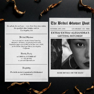 Newspaper Minimalist Vintage Photo Bridal Shower I Invitation