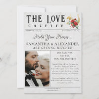 Newspaper Modern Horse Shoe Unique Photo Wedding