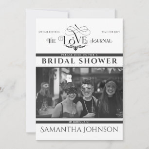 Newspaper Modern Script Bridal & Couples Shower  Invitation