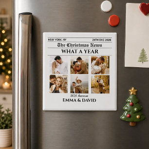Newspaper Newlywed 6 Photo What a Year Couple Magnet