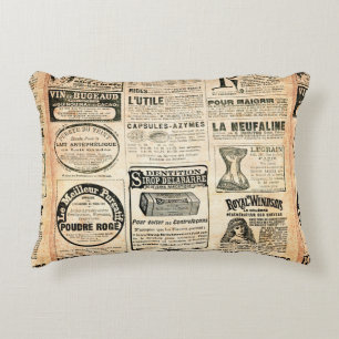 Newspaper page with advertisement - Vintage engrav Decorative Cushion