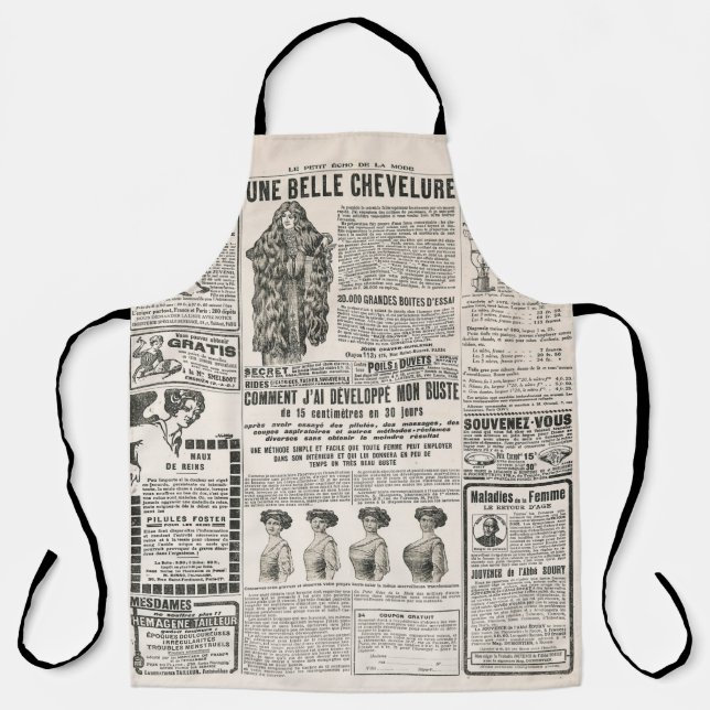 Newspaper page with antique advertisement apron (Front)