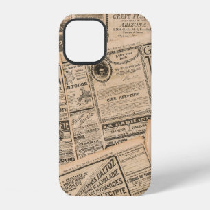 Newspaper pages with antique advertising. Vintage iPhone 12 Case