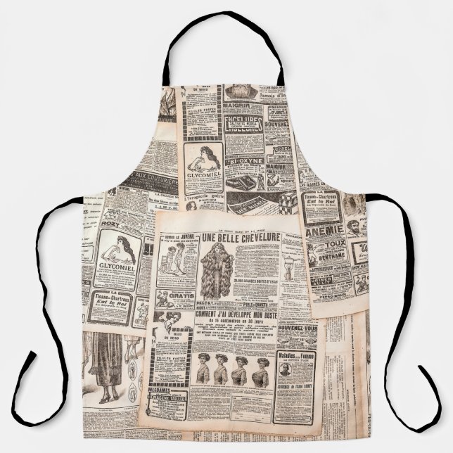 Newspaper pages with antique advertising. Woman's  Apron (Front)