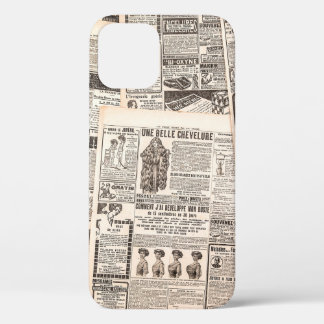 Newspaper pages with antique advertising. Woman's  iPhone 12 Case