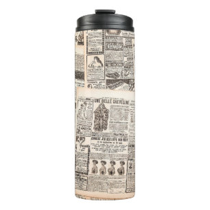 Newspaper pages with antique advertising. Woman's Thermal Tumbler