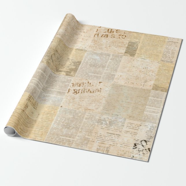 Newspaper paper grunge aged newsprint pattern back (Unrolled)