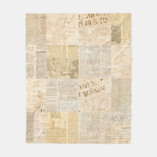 Newspaper paper grunge aged newsprint pattern back fleece blanket