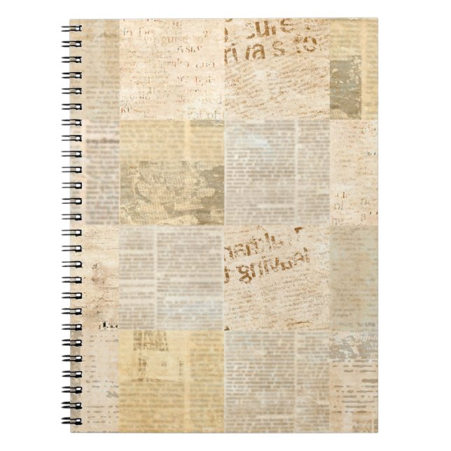 Newspaper paper grunge aged newsprint pattern back notebook (Front)