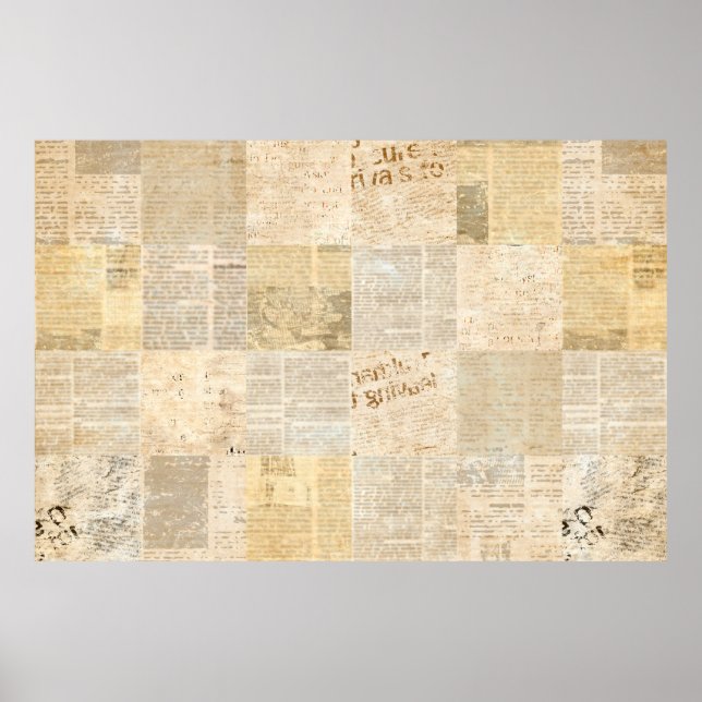 Newspaper paper grunge aged newsprint pattern back poster (Front)