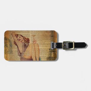 Newspaper Paris Eiffel tower Bachelorette Party Luggage Tag