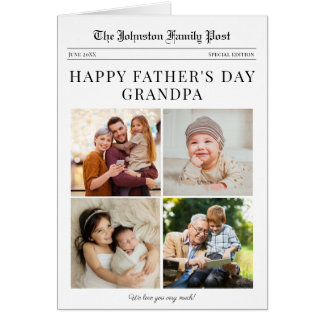 Newspaper Photo Collage Fathers Day Card