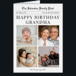 Newspaper Photo Collage Grandma Birthday Card<br><div class="desc">This charming Newspaper-Style birthday card brings a fun, nostalgic twist to their special day. Ideal for Grandparents or any recipient, simply customise the name of your choosing! All text and images are fully customisable and easy for you to edit. Designed to resemble a vintage newspaper, it features personalised headlines and...</div>