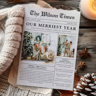 Newspaper Photo Unique Christmas Holiday Card
