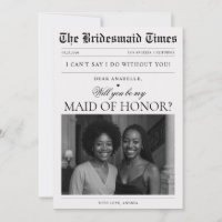 Newspaper Photo Unique Maid of Honour Proposal