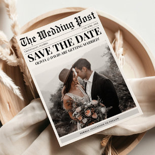 Newspaper Photo Unique Wedding Save The Date
