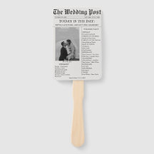 Newspaper Photo Wedding Program Timeline Hand Fan