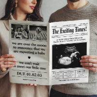 Newspaper Pregnancy Announcement Couple Photoshoot