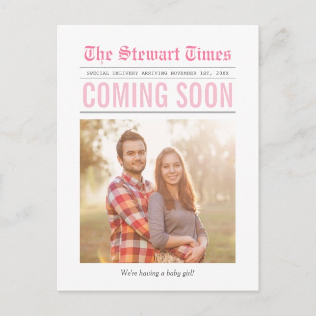 Newspaper | Pregnancy Announcement | Pink (Front)