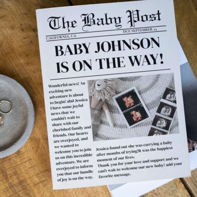 Newspaper pregnancy Baby Shower Announcement (Creator Uploaded)
