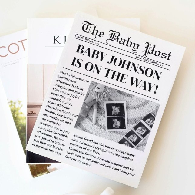 Newspaper pregnancy Baby Shower Announcement (Creator Uploaded)